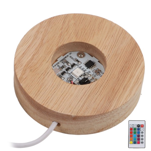 LED-ljusbas i trä, miljövänlig, elegant stil, robust, hållbar, bred användning, färgad LED-bas