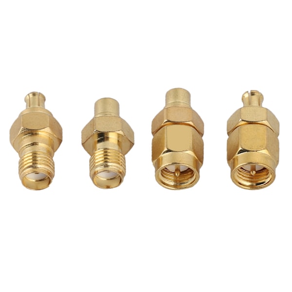 4 stk. Nikkelbelagt Messing MCX til SMA Adapter 50ohm Impedans for Antenne Radio