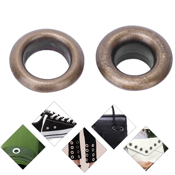 100 st 5mm Mässing Dubbelsidiga Öljetter Nitar Grommets för Bälte Skor Väska Läderhantverk Brons