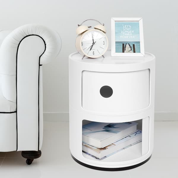 2-lags moderne nattbord soverom sidebord multifunksjonell rund oppbevaringsenhet