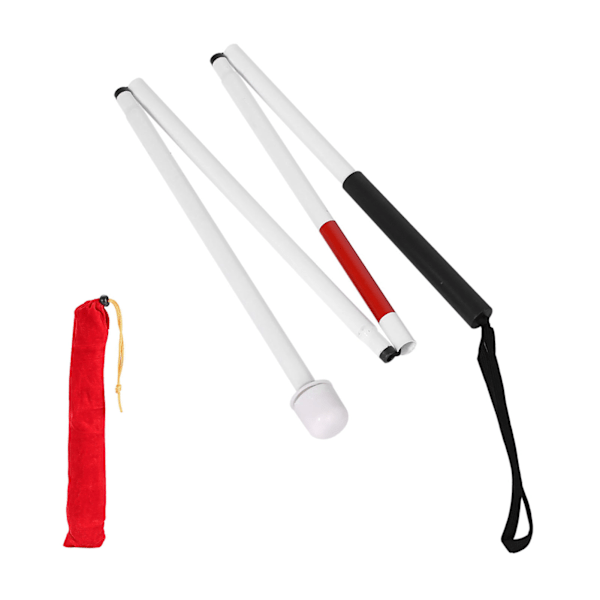 127cm 4-delad hopfällbar käpp i aluminiumlegering för synskadade