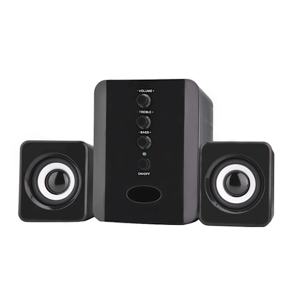 Mini USB 2.1 Trådbunden Kombinationshögtalare Basmusik Subwoofer för Telefon Laptop PC Svart
