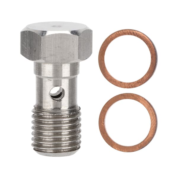 7/16inx20 UNF Banjobolt Rustfritt Stål 25mm Lang Bremseadapter med 2 stk Skiver
