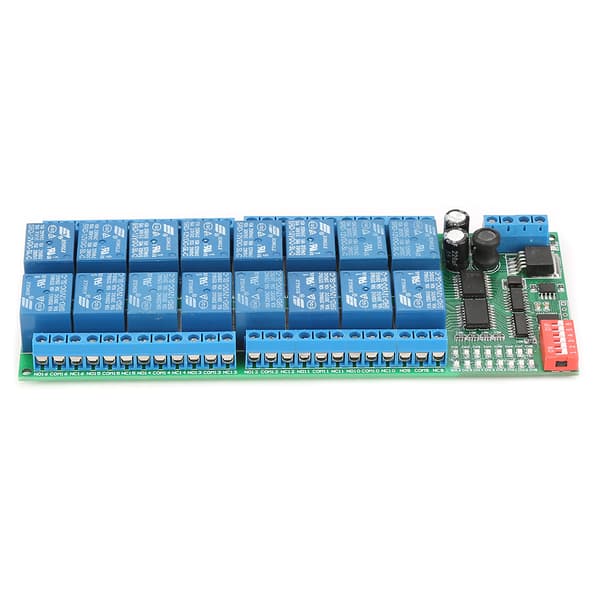 DC 12V 16 Kanal MODBUS RTU RS485 Relæmodul Board PLC Controller Seriel Port Switch