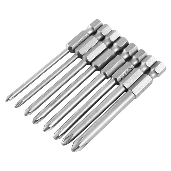 8 stk. 75mm 1/4\" Skaft Magnetisk Lang Hex Krydskærv Skruetrækker Bits Sæt