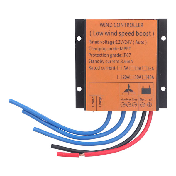 Vindmølle Kontroller Lav Spænding MPPT Lade Regulator med LED Lys 100W‑400W 12V 24V40A
