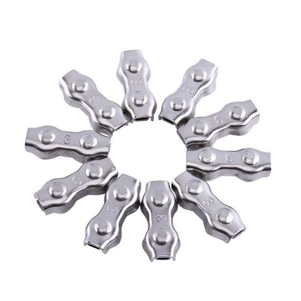 10 stk. M3 Duplex Clips Rustfrit Stål Wire Kabel Reb Grips Klemmer Caliper