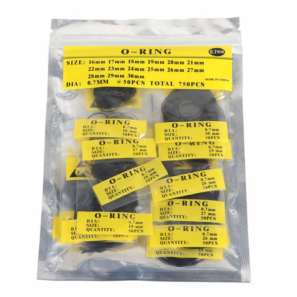 750 st Universal Gummi O-ring Klocka Baksida Tätningspackningar (0,7 mm)