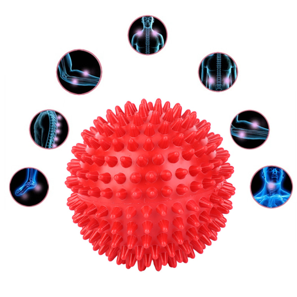 Slitstark Plast Massage Roller Body Spiky Balls Fitness Finger Relax Tool Röd 7,5cm