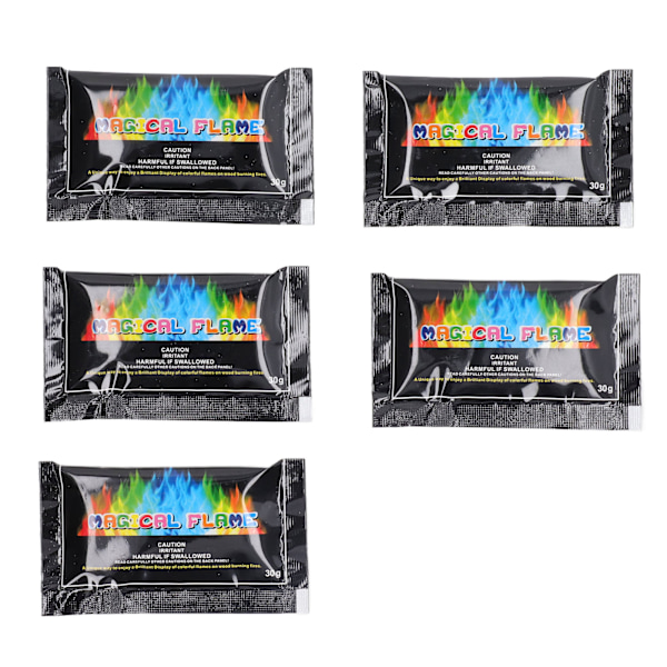 5PK Flammer Kosmisk Ild Fargepakker Langvarig Pulserende Flamme Fargeendringspulver for Innendørs Utendørs 30g
