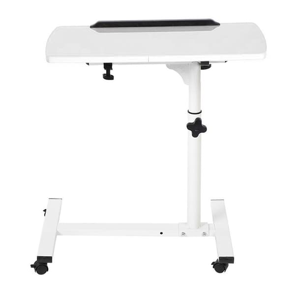Bærbar Multifunksjonell Avtakbart Laptopbord med Hjul Seng Sofa Bøker Snacks Hvit