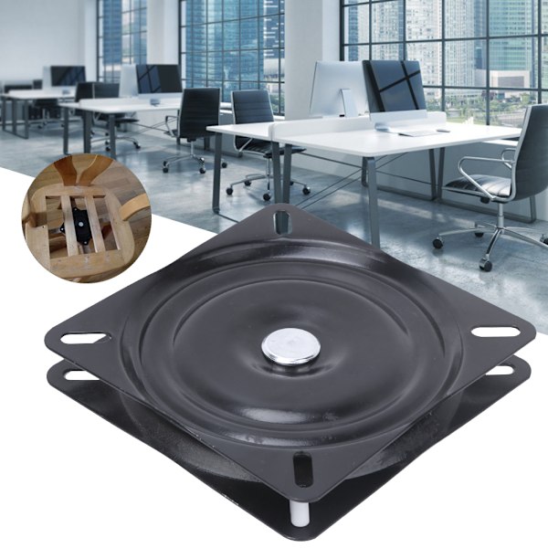 Svart Metall Jern Dreieskive Kontorrekvisita Tilbehør Roterende Displaybase 150 x 150 x 2mm for Håndverk