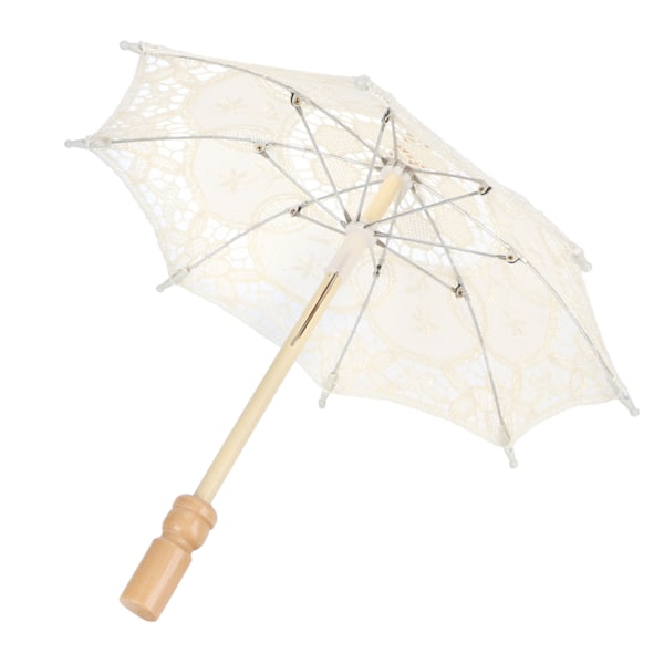 Spetsat Parasoll Vintage Bröllop Brud Parasoll för Foto Kostym Festtillbehör Beige