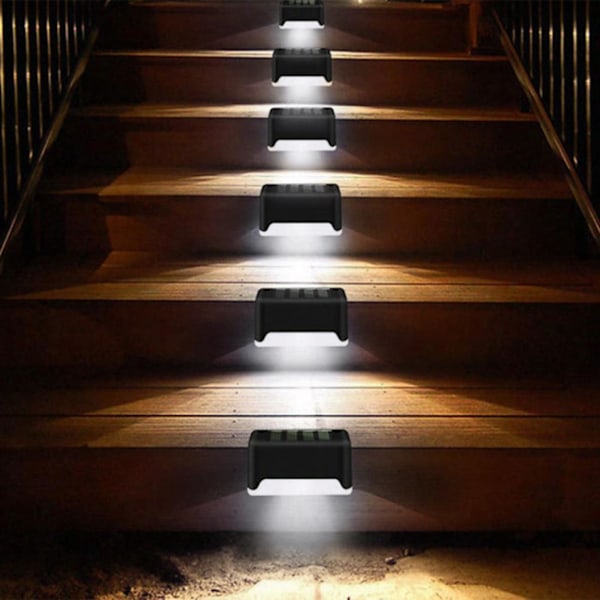 Utendørs Solcelle Dekkslys Solcelle Trinnlys Vanntette Led Solcellelys Hvitt Lys for Utendørs Trapper Gjerde Hage Terrasse