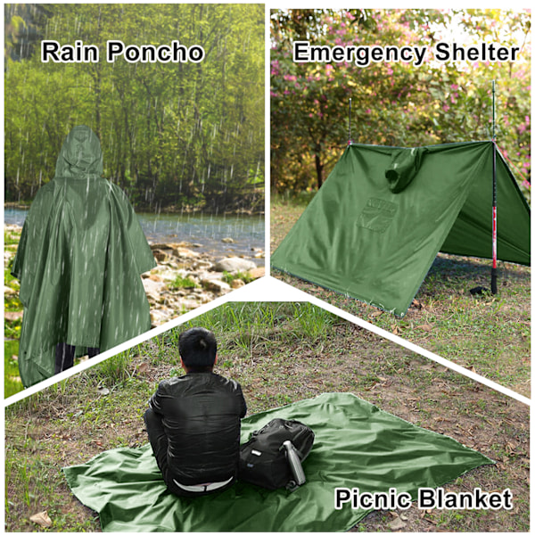 TOMSHOO Regnponcho med hætte og lomme, letvægts vandtæt regnjakke solly for mænd og kvinder, camping, vandring, rejser