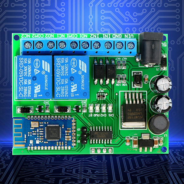 2-kanals Bluetooth Relé Trådløs Fjernkontroll Bryter LED Motor for IOS Android