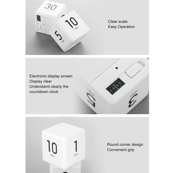 Gravity Sensor Kubisk Digital Timer med Display Tidsstyring til Hjemmekøkken Skole Kontor 1‑3‑5‑10 Minut