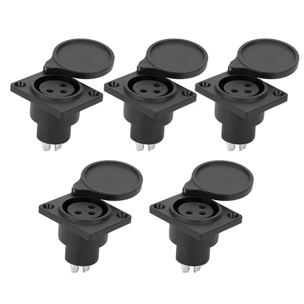 5 stk. 3-pinners XLR Vanntett Hunn Chassis Panel Plugg Audio Socket for Strømmikrofonkontakt
