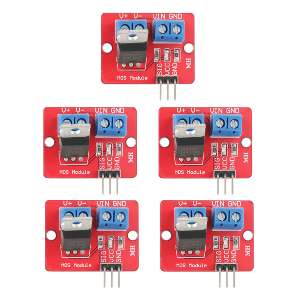 5 kpl 3,3 V / 5 V MOSFET-ohjainmoduuleja PWM-lähtöohjauskortit Lähtö 0–24 V