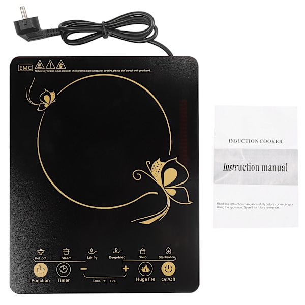 2000W Hushållsinduktionshäll Sensor Touch Intelligent Elektrisk Induktionshäll
