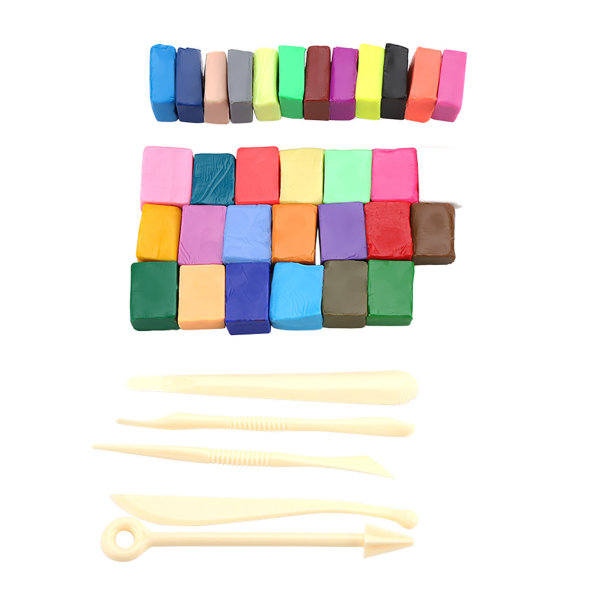 Polymerlera set 32 färger ugnsbakning med 5 skulpteringsverktyg DIY Soft Craft Modeling Kit