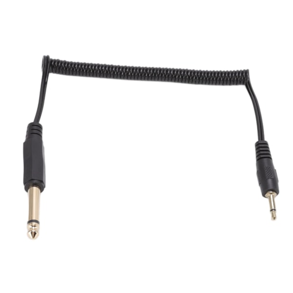 6,35 mm til 3,5 mm spiralsnoet kabel, forgyldt, udtrækkelig, plug and play, bærbar lydadapterkabel til PC, bærbar computer, MP3, mono han til 3,5 mm mono han