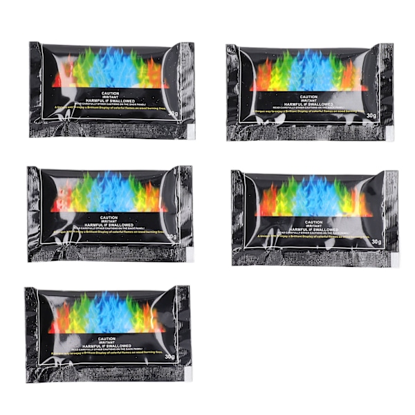 5PK Flammer Kosmisk Ild Fargepakker Langvarig Pulserende Flamme Fargeendringspulver for Innendørs Utendørs 30g
