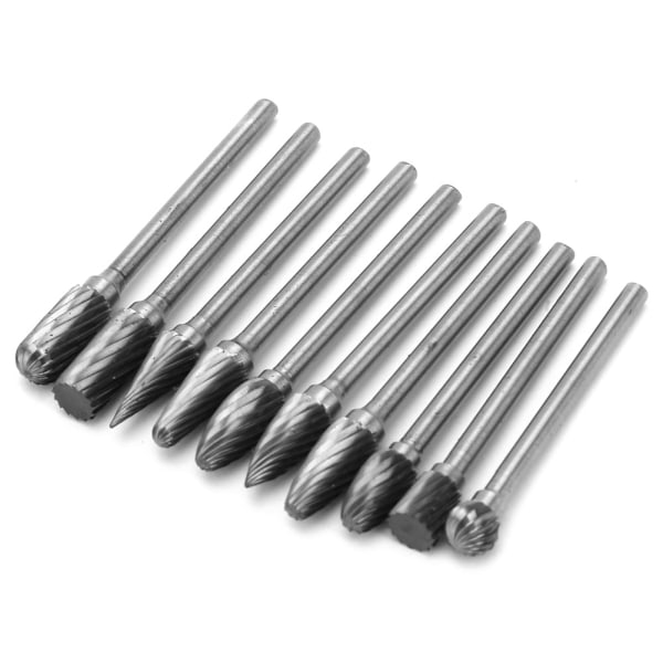 10 stk. Tungstenkarbid Enkeltkutt Roterende Filsett 1/8\"