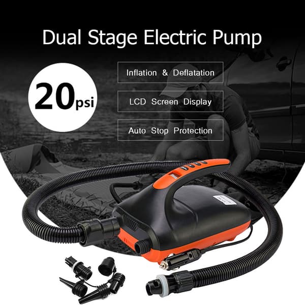 20PSI Dubbelstegs Bärbar Luftpump med 6PCS Munstycken Uppblåsbar Pump Stöder Fullt Ut Inflation och Deflation