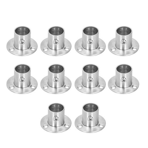 10 Sæt Flanged Holder Base Fortykket Rustfrit Stål Garderobestang Rør Beslag Hardware Φ19