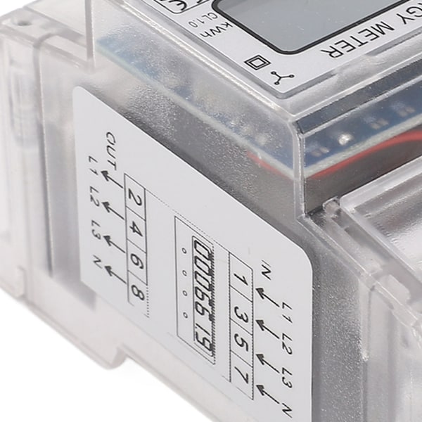 Energimätare 3-fas 4-tråds Bakgrundsbelyst LCD-display DIN-skena Installation Elmätare 10‑100A 230 400VAC