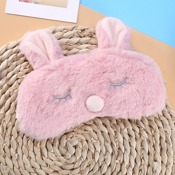 Söt Djurögonmask för Sömn, Julhjort Vinterkartong Napp Ögonskyddsmask Rosa Kanin