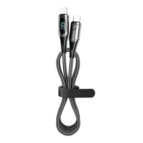 Hurtigopladningsdatakabel PD LED Digital Display USB-datalinje til bærbar tablettelefon 2 m sort