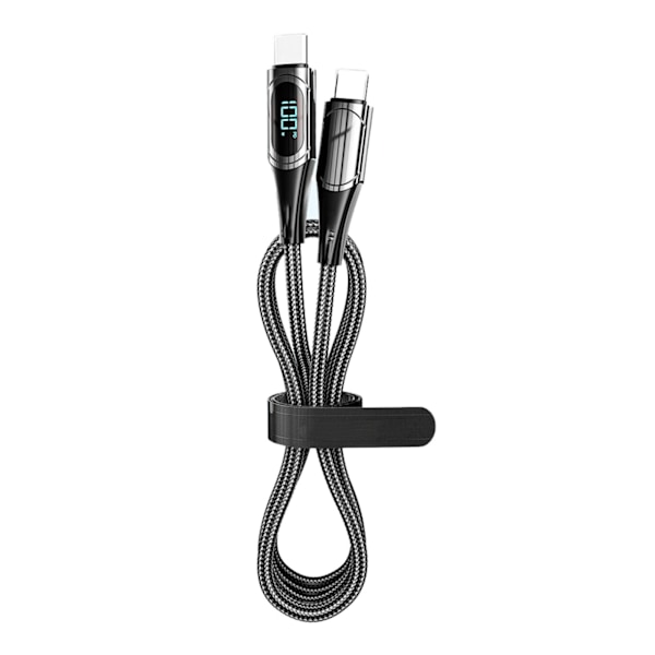 Snabbladdningsdatakabel PD LED Digital Display USB-datakabel för bärbar dator surfplatta telefon 2m Svart