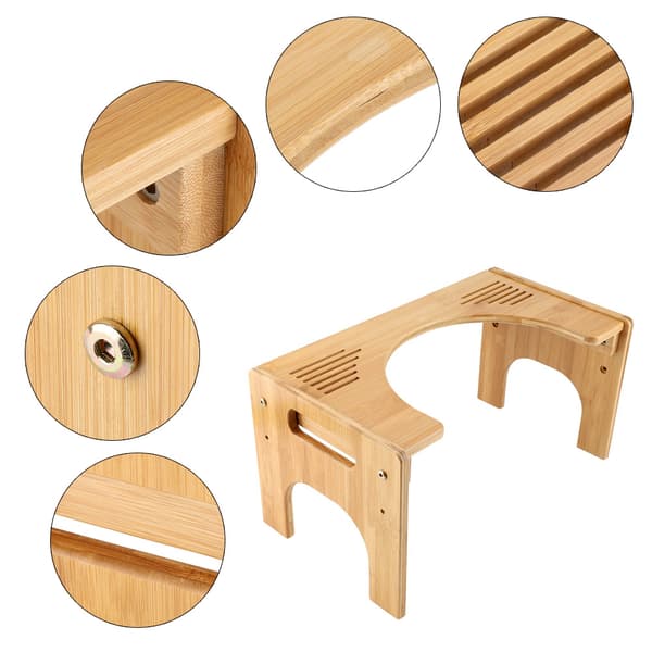 Justerbar Bambu Halkfri Toalettpall Stol