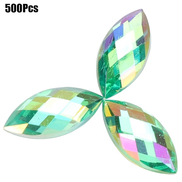 500 kpl AB Hevosen Silmä Strassit Jäljitelmä Litteä Selkä Vaaleanvihreä Väri Kristalli 7 x 15 mm