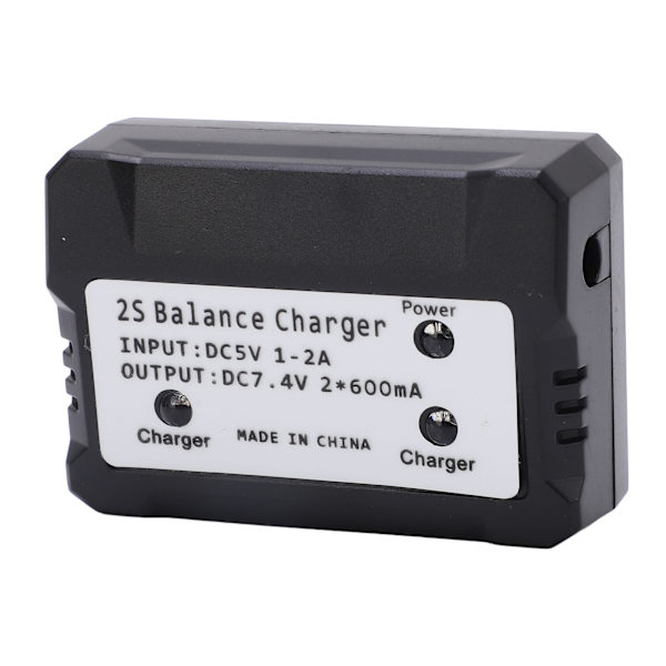 2S Balance Lader 7.4V LiPo Batterioplader til Wltoys RC Bil Båd Fly Legetøj Sort