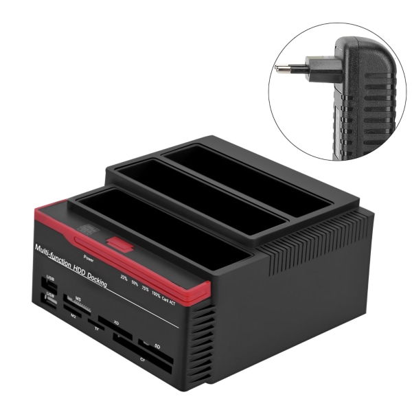 2,5 tum 3,5 tum DualBay USB3.0 SAta IDE HDD Dockningsstation Offline Klon HUB Läsare EU-kontakt 100240V