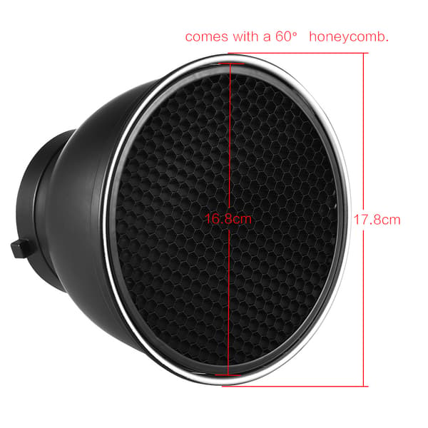 7'' Standard Reflektor Diffuser Lampeskærm med 60° Honeycomb Grid til Bowens Mount Studio Strobe Flash Light Speedlite