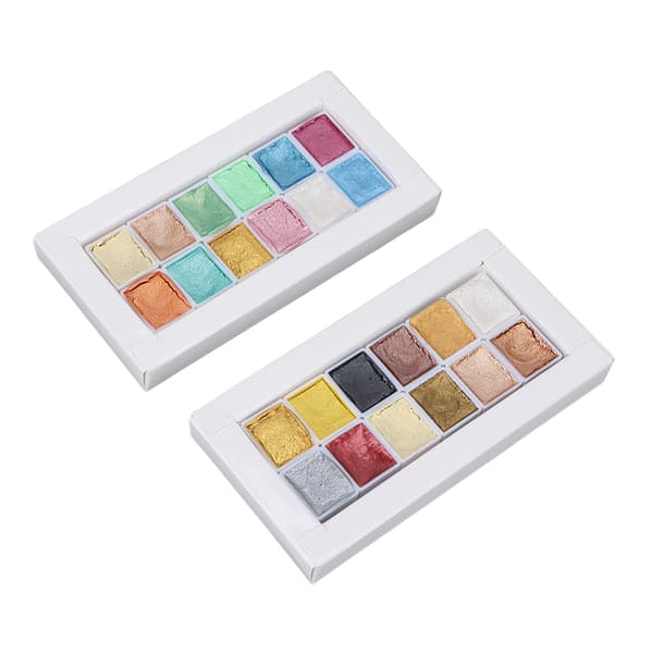 24 st Vattenfärg Metallisk Macaron Solid Pärlskimrande Vattenfärgsset för Målning Nagelkonst