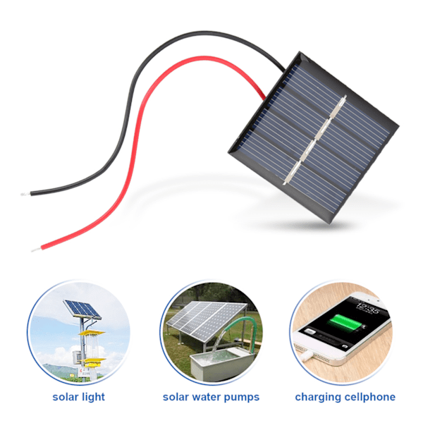 2 stk. 0,36W 2V Mini Polykrystallinske Solcellepaneler DIY Batterilader Modul Klipssett