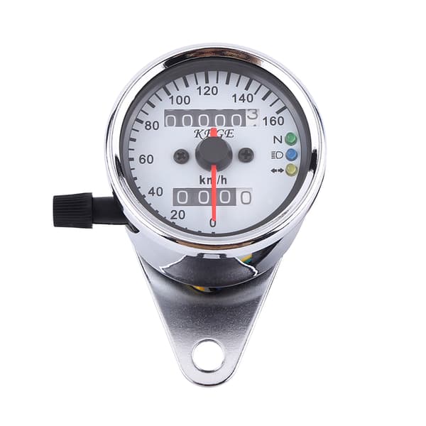 Universal Motorcykel Odometer Speedometer Måler Signal KM/H Sølv