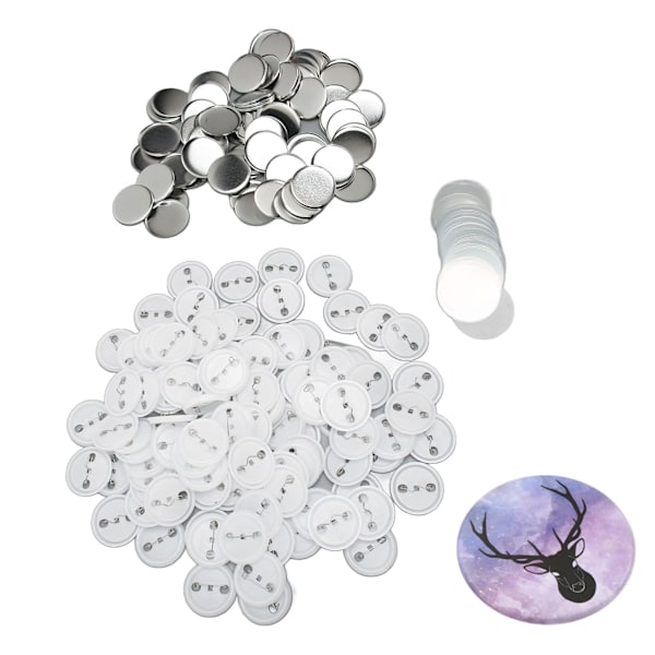 100 Set Knappnålsdelar Tennplåt Plastbas Rostfri Används Ofta Knapptillverkningsmaterial för Märkeshantverk DIY 44mm / 1.73in