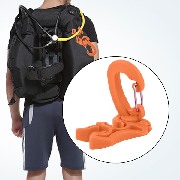 Dykning Dobbelt BCD Slangeholder Clip Regulator Holder Spænde Krog til Snorkling (Orange)