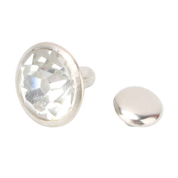 100 st 10 mm Metall Strass Nitar Dubbar Spikar Dekoration (Silverkant vit Kristall)