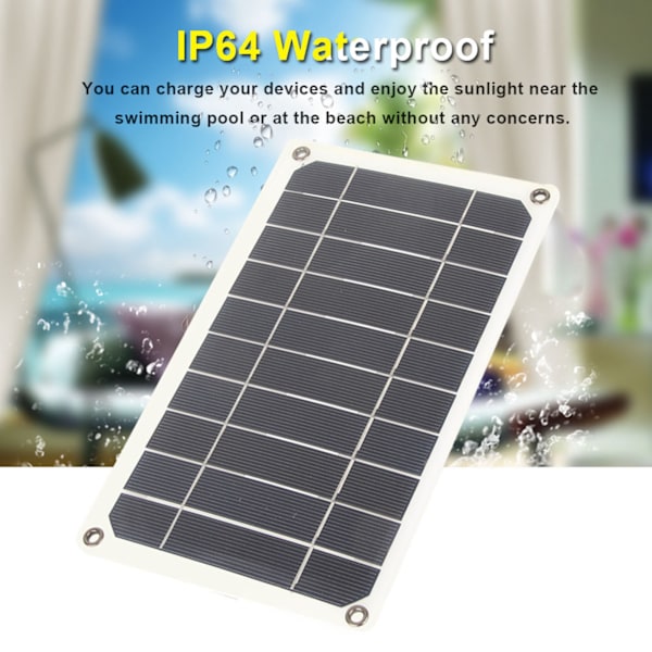 Bärbar 10W Utomhus IP64 Vattentät Solpanel Mobilladdare 5V USB-utgång