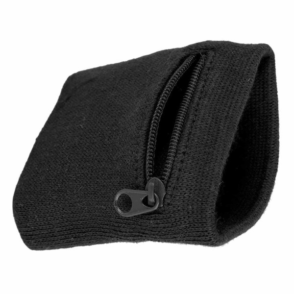 Unisex Armband Myntnycklar Förvaring Dragkedja Ficka Sport Handledsplånbok Gym Löpning (svart)