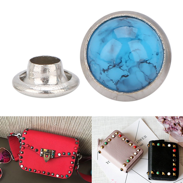 50 stk. 8 mm Turkis Nitte Stud Runde Pigge Armbånd Taske Dekorationer DIY Håndværk Tilbehør 16#