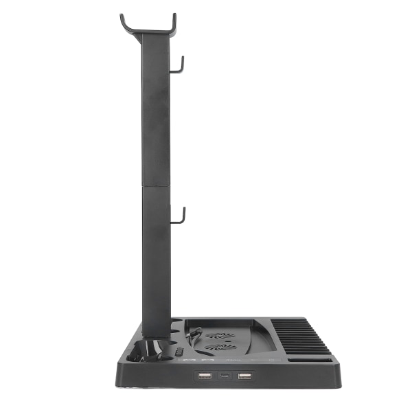 För PS5 Vertikal Stativ Kylfläkt Professionell Dual Controller Laddningsstation med hörlursställ förvaringsfack