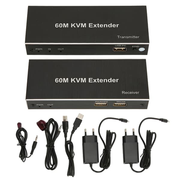 60m KVM Extender Multifunktionell 1080P 60Hz HD Multimedia Interface KVM USB Extender för TV DVD-spelare PC 100‑240V